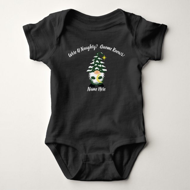 Black Baby Bodysuit Gnome Knows  (Front)