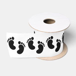 Black Baby Footprint Satin Ribbon