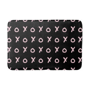 Black & Baby Pink X O XO XO's Trendy Cute Bath Mat