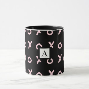 Black & Baby Pink X O XO XO's Trendy Cute Mug