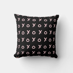 Black & Baby Pink X O XO XO's Trendy Cute Throw Pillow