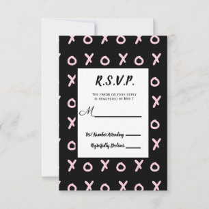 Black & Baby Pink X O XO XO's Trendy RSVP Reply