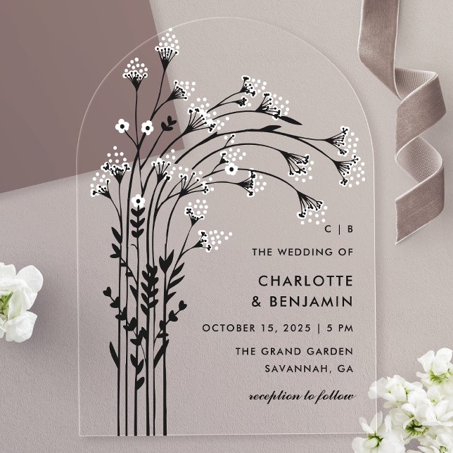 Black Baby's Breath Arch Wedding Acrylic Invitations (Creator Uploaded)