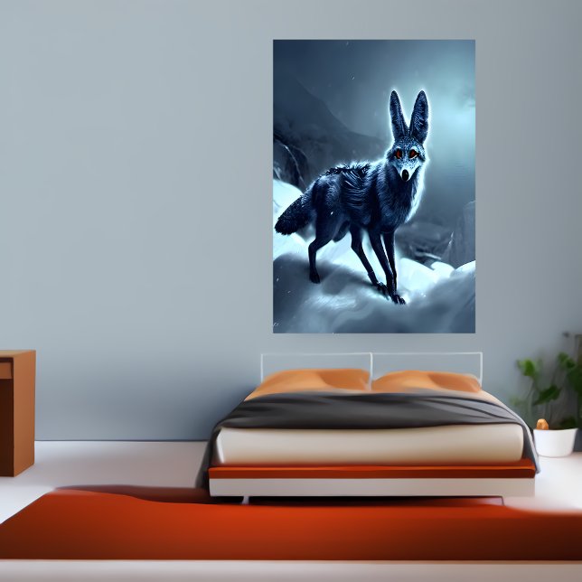 Black backed jackal in the snowy  | AI Art  Poster (Creator Uploaded)