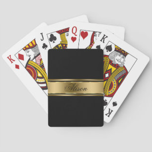 Black Background And Gold Stripe Playing Cards
