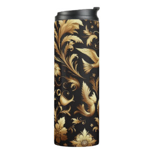 Black Background And Golden Foliage Thermal Tumbler