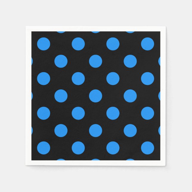 Black Background Blue Polka Dots Napkin (Front)