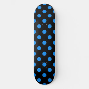 Black Background Blue Polka Dots Skateboard