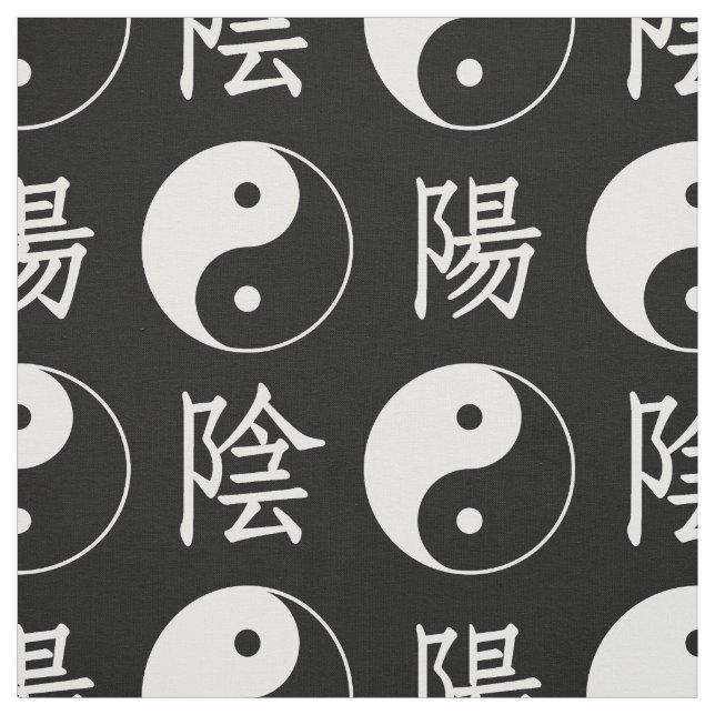 Black Background Chinese Yinyang Pattern Fabric (Swatch)