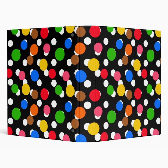 Black Background Colourful Polka Dots Binder (Background)
