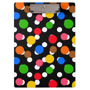 Black Background Colourful Polka Dots Clipboard