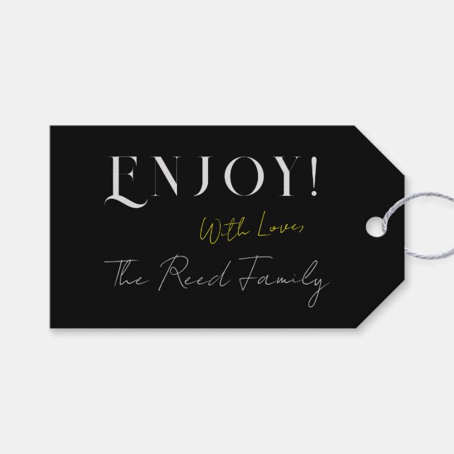 Black Background Customized Gift Tag (Front (Horizontal))