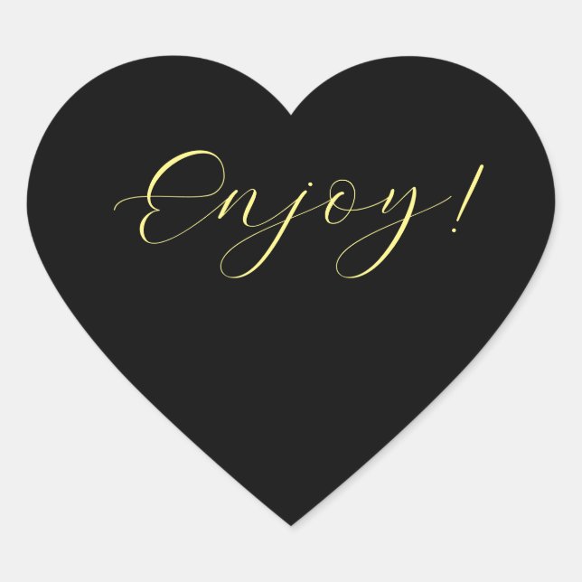 Black Background Enjoy Heart Sticker (Front)