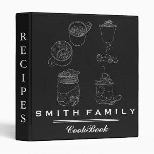 Black Background Family Recipe Cookbook Binder
