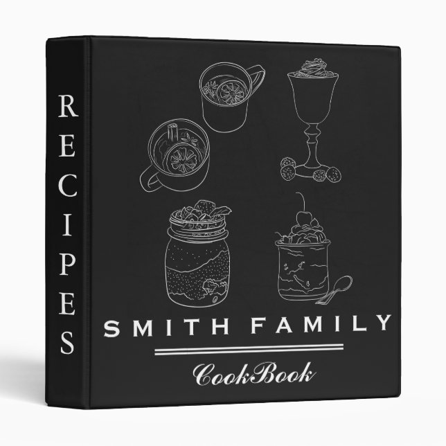 Black Background Family Recipe Cookbook Binder (Front/Spine)