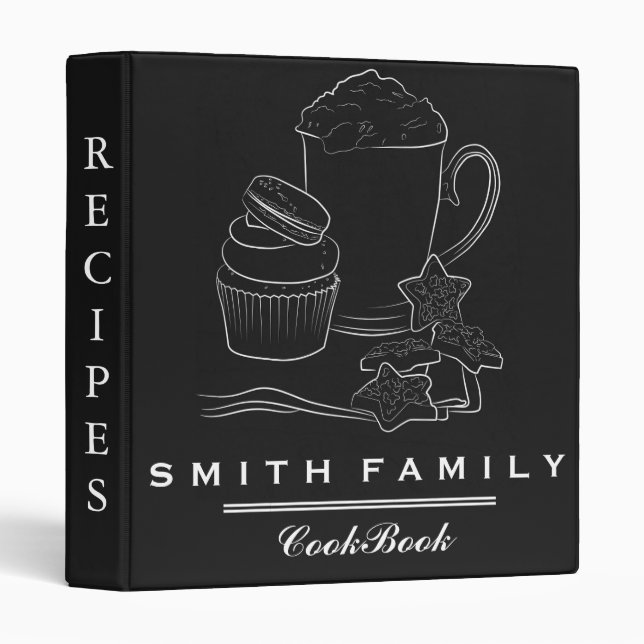 Black Background Family Recipe Cookbook Binder (Front/Spine)
