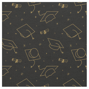 Black Background Graduation Cap Toss Fabric