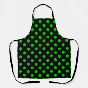 Black Background Green Polka Dots Apron