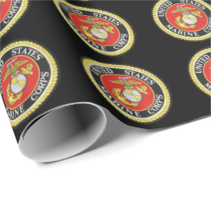 Black Background Official Seal - US Marine Corps Wrapping Paper