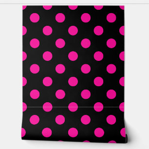 Black Background Pink Polka Dots Wallpaper