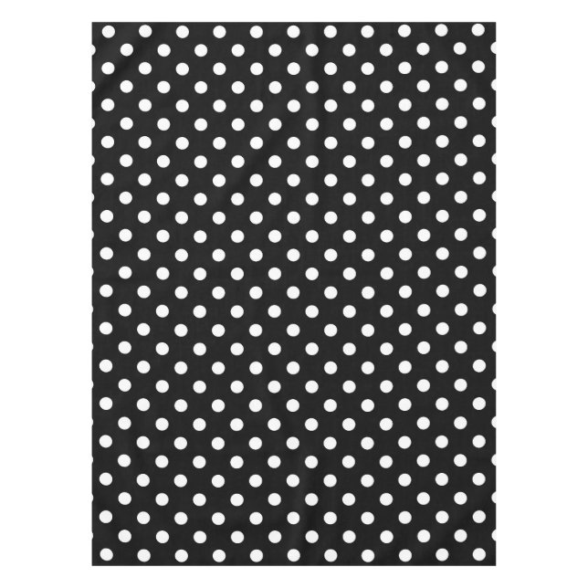 Black Background Polka Dots Tablecloth (Front)