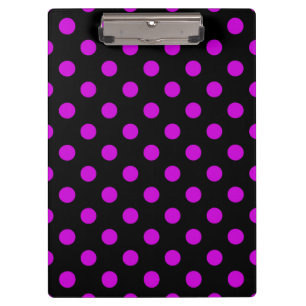 Black Background Purple Polka Dots Clipboard