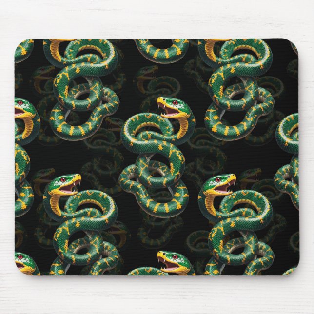 Black Background Snake Pattern Design  Mouse Pad (Front)