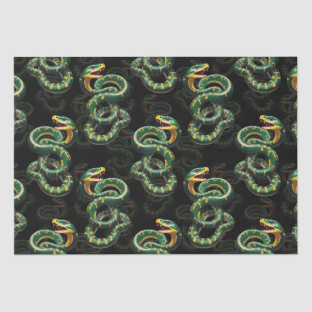 Black Background Snake Pattern Design  Tissue Paper (Front)