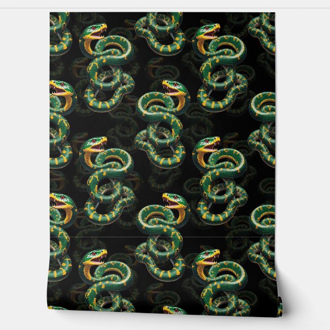 Black Background Snake Pattern Design  Wallpaper (Unrolling)