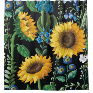 Black Background Sunflower Pattern