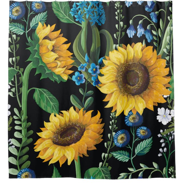 Black Background Sunflower Pattern (Front)