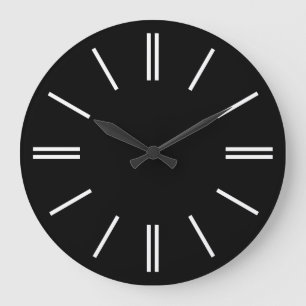 Black Background White Lines Wall Clock
