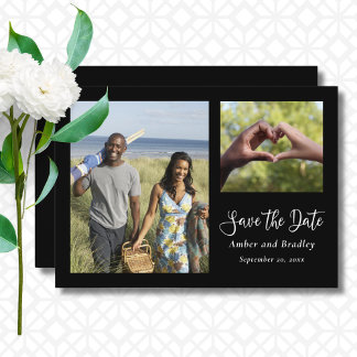 Black Background White QR Code Save the Date Invitation