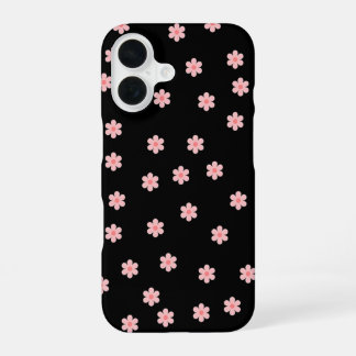 Black background with flowers iPhone 16 case