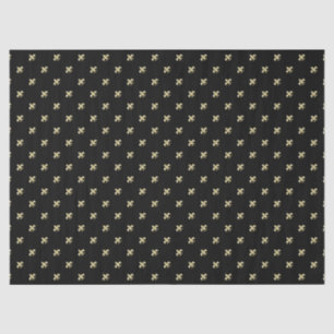 Black Background with Gold Fleur de Lis Tissue Paper