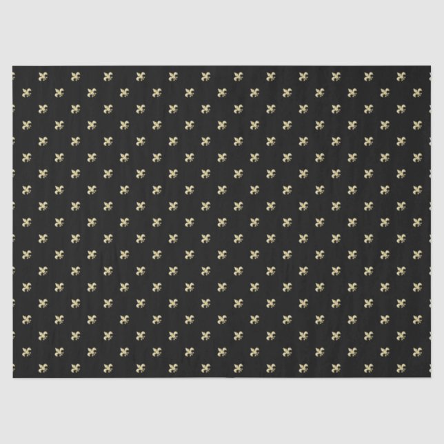 Black Background with Gold Fleur de Lis Tissue Paper (Front)