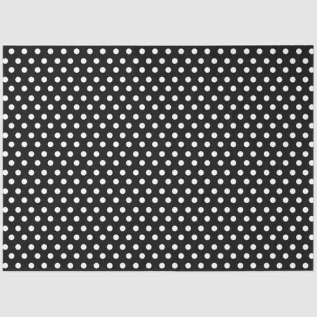 Black background with White Polka Dots Tissue Paper (Front)