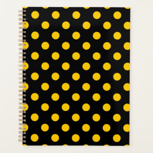 Black Background Yellow Polka Dots Planner