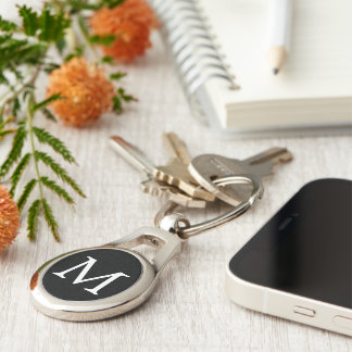 black background your letter Typography  Keychain