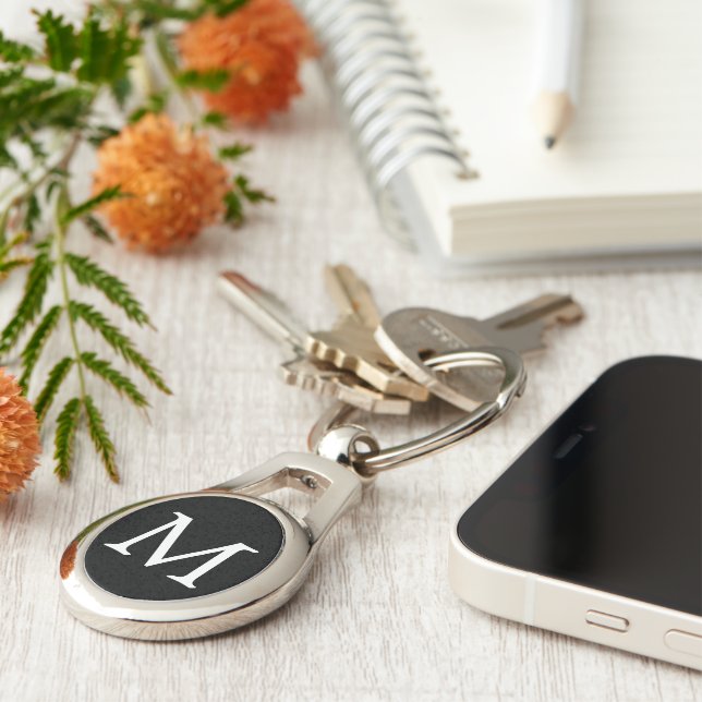black background your letter Typography  Keychain (Side)
