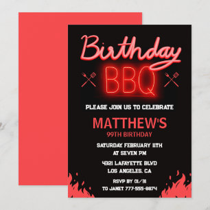 Black backyard bbq 99th birthday invitation