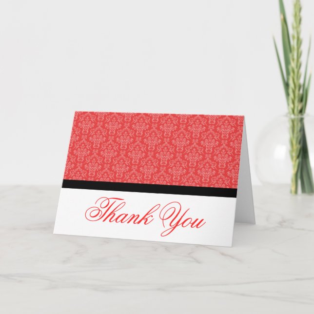 Black Badge Damask Thank you Notes (Front)
