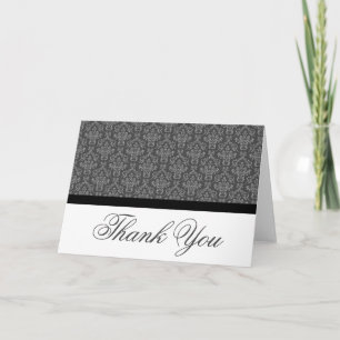 Black Badge Damask Thank you Notes Black and Grey