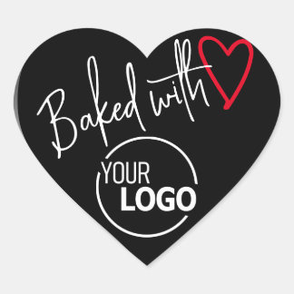 Black Baked with Love Homemade Baking Logo Image Heart Sticker