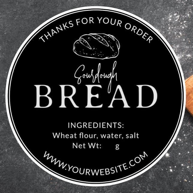 Black Bakery Sourdough Bread Thank You Sticker (Creator Uploaded)