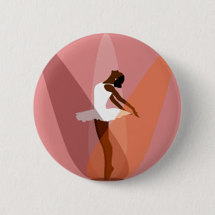black ballerina ballet dancer 2 inch round button