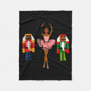 Black Ballerina Christmas Black Nutcracker Xmas Af Fleece Blanket