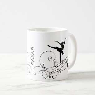 Black Ballerina & Music Notes  Coffee Mug