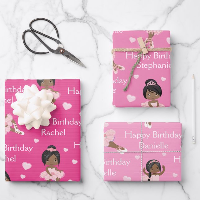 Black Ballerina Wrapping Paper Sheets (Front)