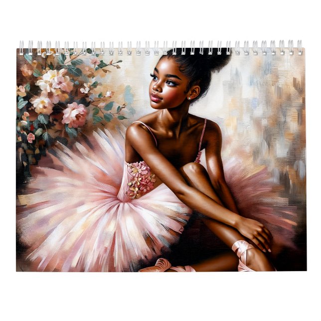Black Ballerinas Art Ballet Aesthetic Calendar (Back)